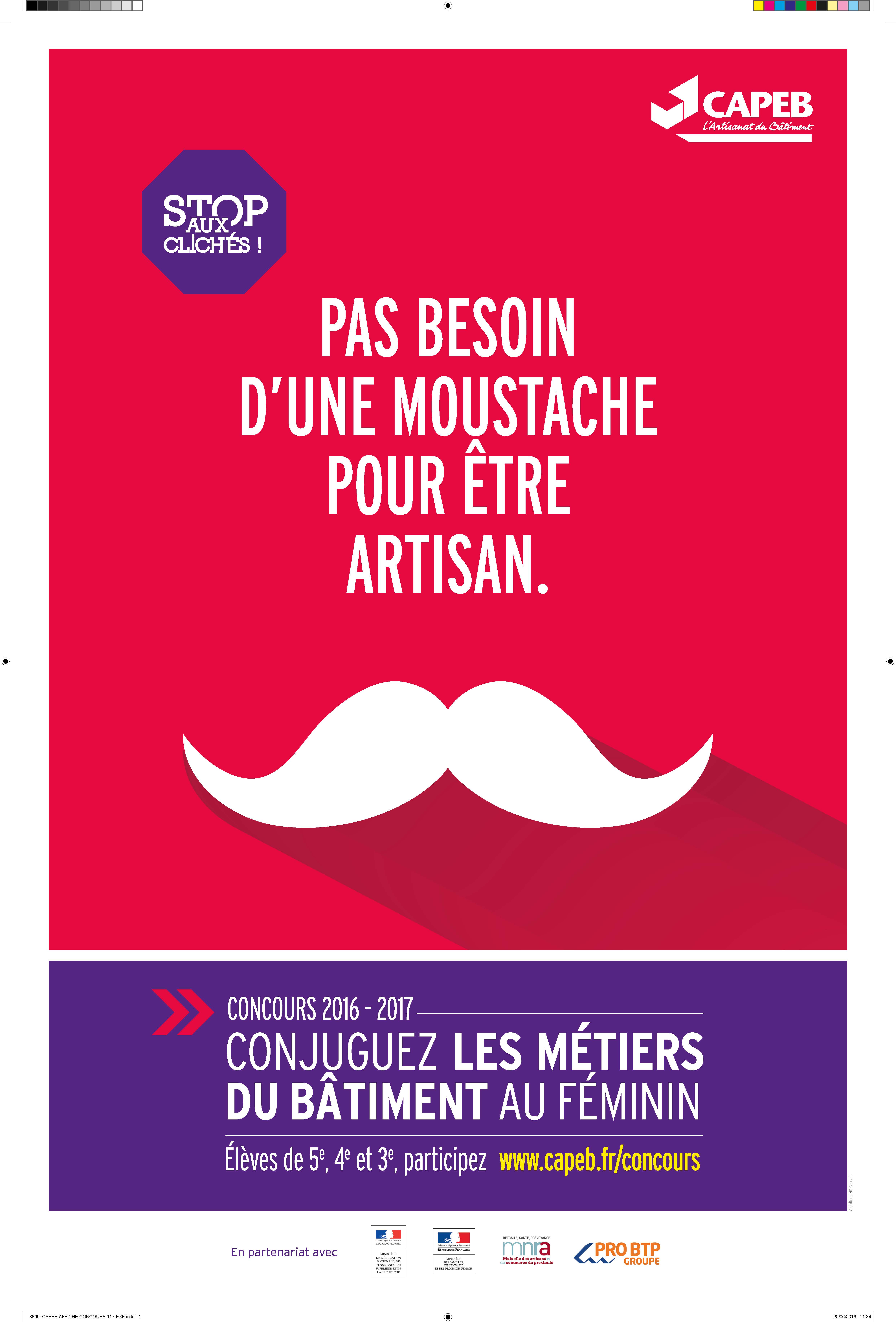 Affiche du concours conjuguez les métiers du bâtiment au féminin